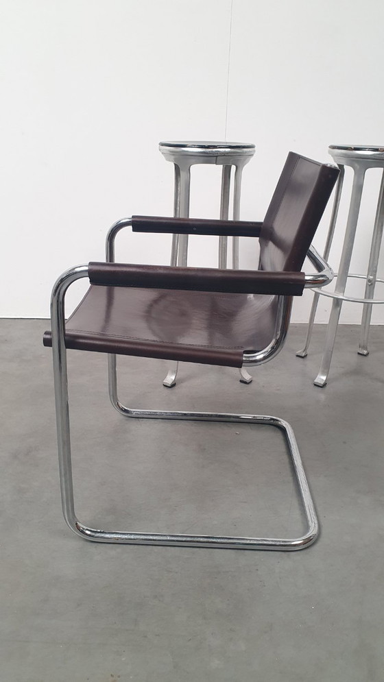 Image 1 of Mart Stam S34/B vintage stoel fasem Italië 70s tuigleer