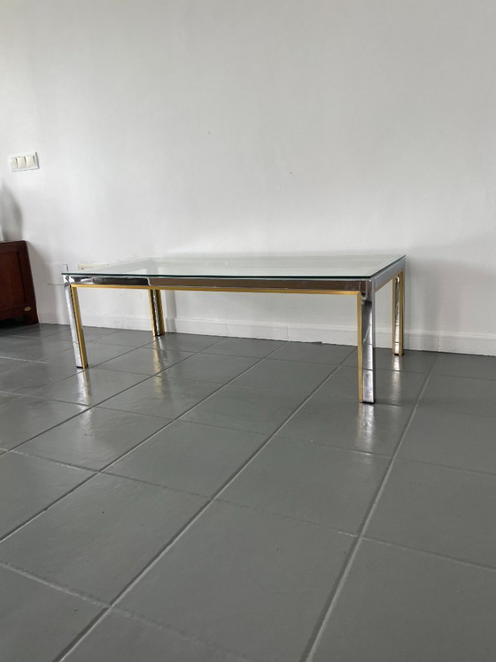 Image 1 of Romeo Rega coffee table in chrome and gold, Italy, 1970s