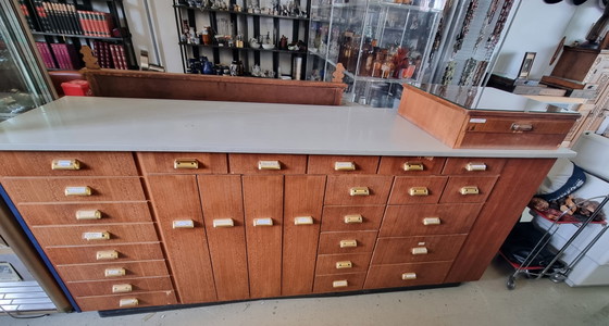 Vintage Apothecary Cabinet 60s Midcentury – Sideboard, Marble, Wood (photo 2 of 25)