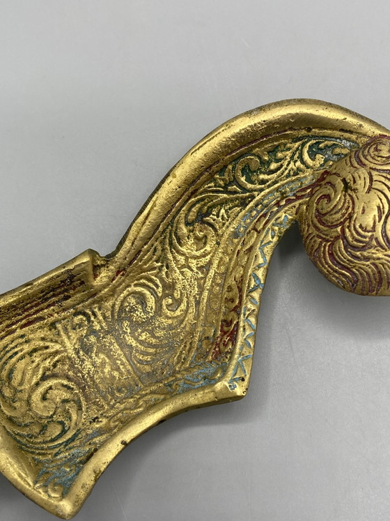 Asbak in de vorm van een Ottomaanse pantoffel – Polychroom messing – Turkije – Decoratieve objecten, Metal (photo 4 of 7)