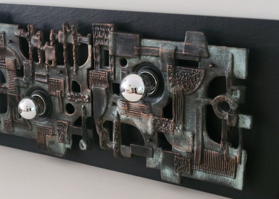 Brakelmann & Becker Brutalist Ceramic Wall Relief with Lighting, Germany 1970, Brackelmann & Becker (photo 10 of 10)