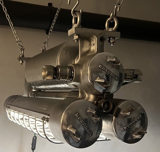 Lampada industriale vintage KOKOSHA Giappone – Restaurata e con nuovo impianto elettrico – Plafoniere (photo 3 of 5)