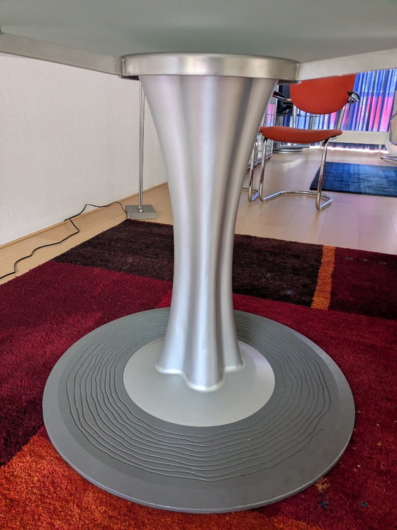 Image 1 of Leolux LX round glass table with tree base in silver