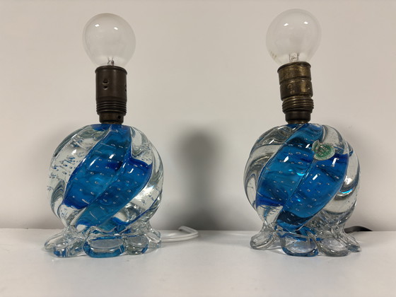 Image 1 of Design by Seguso, Murano Bullicante Tafellamp Italy.