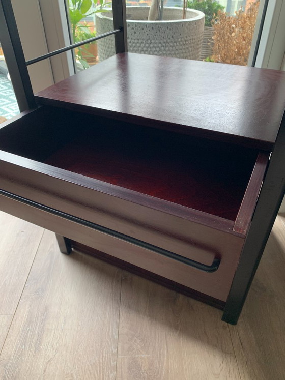 Mahogany Wood Metal Audio Furniture/Side Table Vintage, Chest of drawers, Brown, Modern (photo 2 of 10)