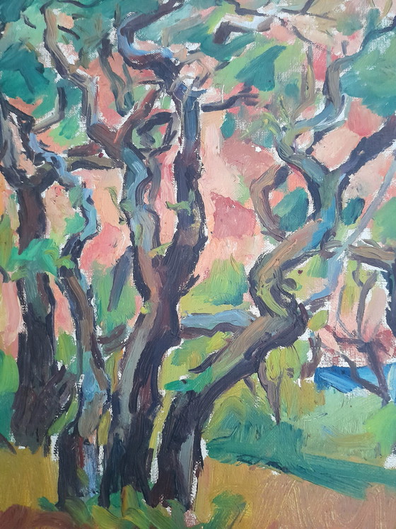 Image 1 of Vintage 1950s Arreslee Oil on Canvas MCM