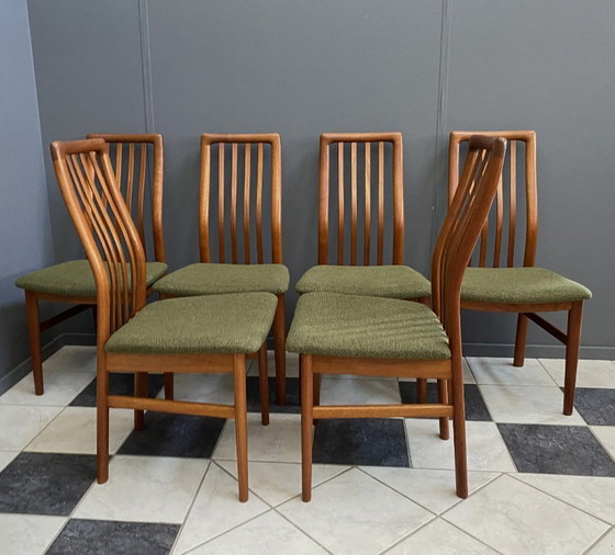 6 sedie da pranzo in teak di Kai Kristiansen per Schou Andersen Denmark – Textile, Wood (photo 10 of 10)