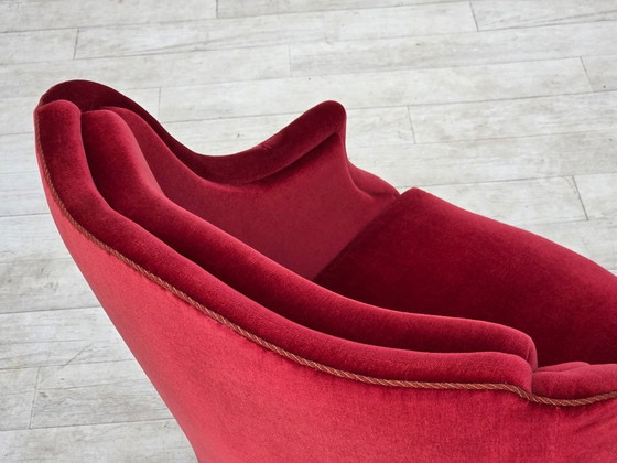1970er, Dänischer Hochlehner Sessel, Möbelvelours, Eschenholzbeine – Velvet, Wood (photo 9 of 16)
