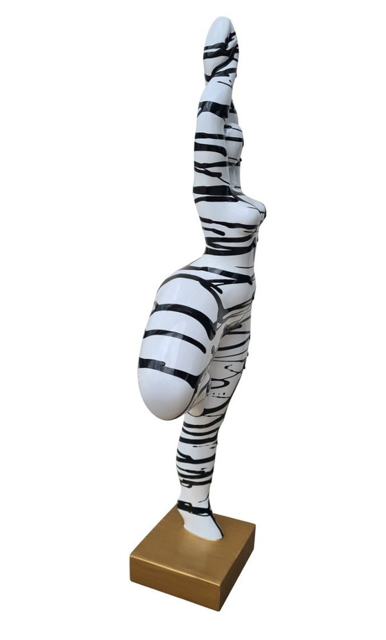 Image 1 of Groot Veelkleurig Rond Vrouwenbeeld "Nana Danseuse", Model "Zebra