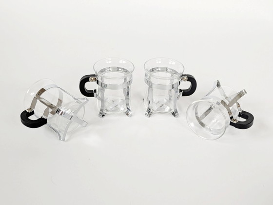 Image 1 of 4 verres à thé Bodum Chambord : design danois des années 1980 avec supports chromés