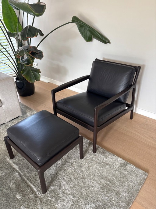 Chaise longue Ethnicraft Jack avec pouf