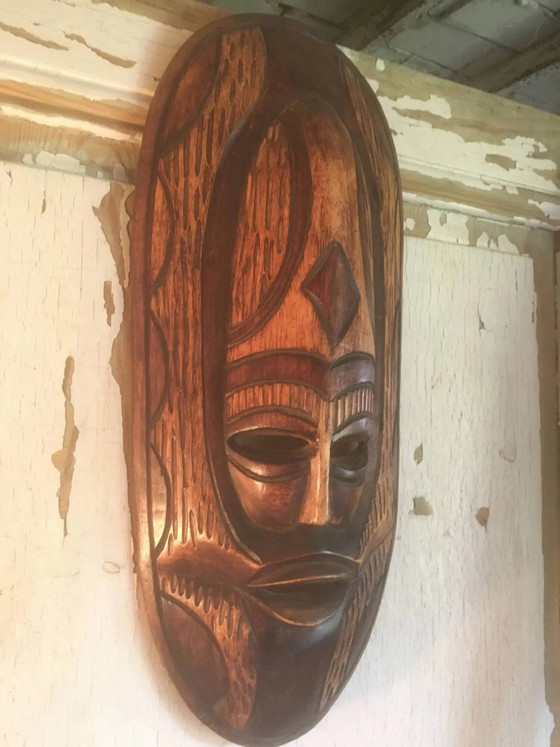 African wooden mask – Wall decoration, Vintage (photo 7 of 10)