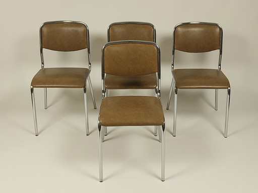 4 x Vintage-Stühle in Skai-Leder, 1970er Jahre