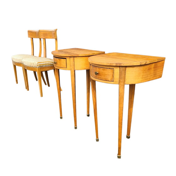 Sedie Biedermeier in Legno di Ciliegio Abbinate, Set Tavolino, Consolle a Treppiede – Set da pranzo (photo 16 of 24)