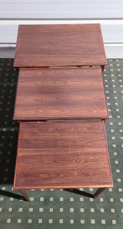 3 Mid Century Palisander Gigogne Tisch, Dänemark, 1950S