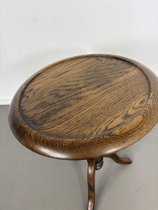 Vintage gedraaide eiken bijzet plantentafel