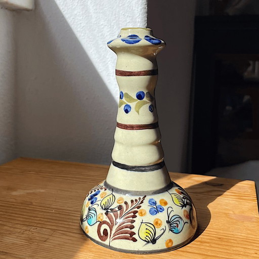 Portacandele in Ceramica Vintage Messicano Tradizionale Tonala Dipinto a Mano