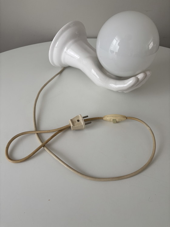 Image 1 of Vintage white Delft hand lamp with globe (marked)