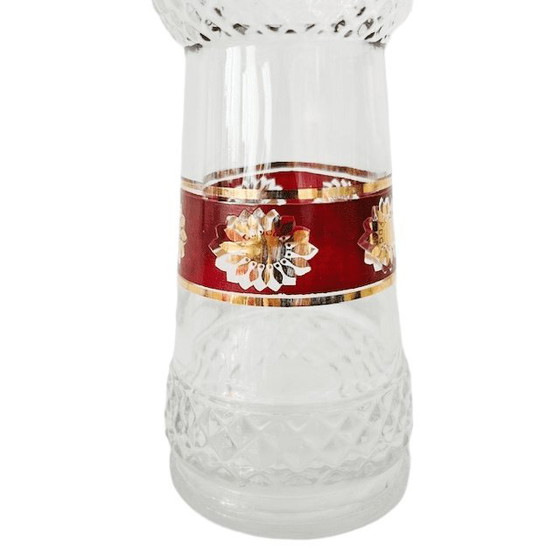 Image 1 of Service à thé vintage Stampi Francolini rouge rubis et or, comprenant un bol et une bouteille, en verre italien des années 1960