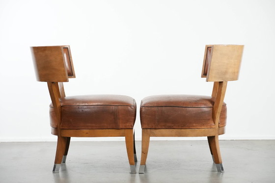Image 1 of 2 x Vintage design cocktail chair/armchair made of sheepskin