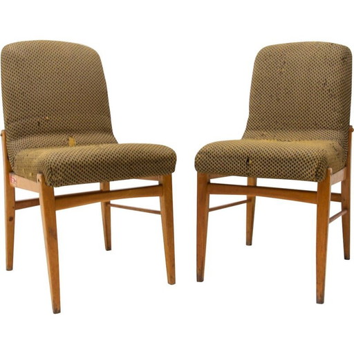 Paar mid century eetkamerstoelen, Tsjecho-Slowakije 1960
