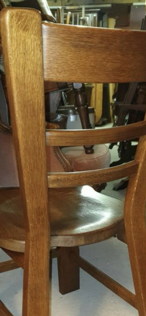 Image 1 of 6 oak brutalist dining room chairs