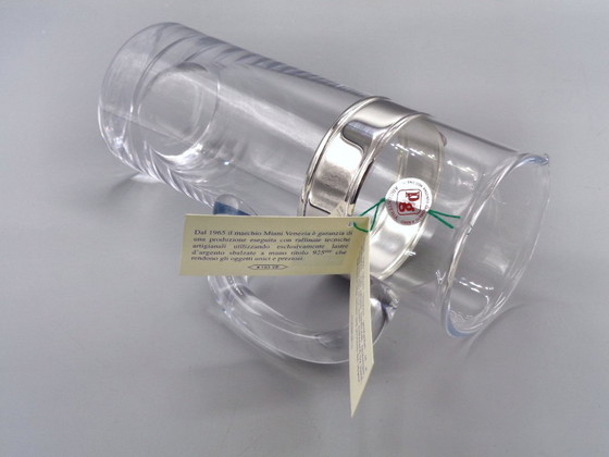 Image 1 of Karaf van geblazen glas met een band van 925 zilver.