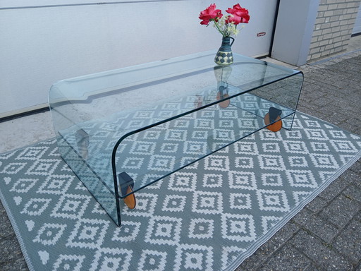 Fiam Table Basse en Verre Cascade Avec Base Mobile