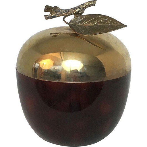 Vintage-Apfel-Eiskübel, vergoldetes Metall und Kunststoff, Frankreich 1970