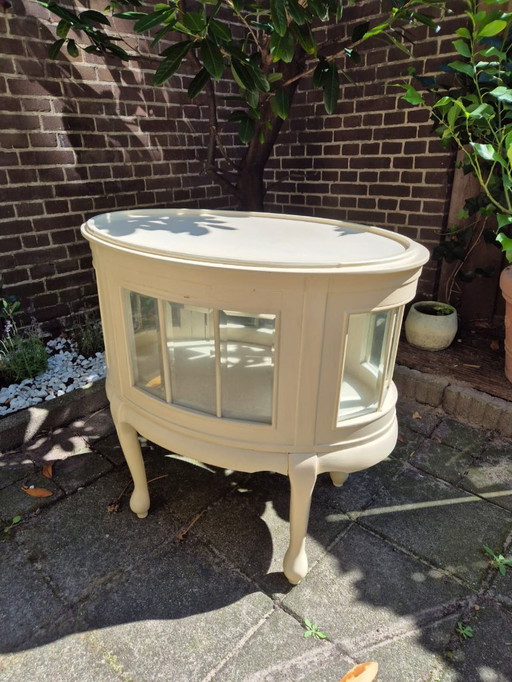 Magnifique table d'appoint ronde vintage avec côtés en verre - Parfait pour votre intérieur !