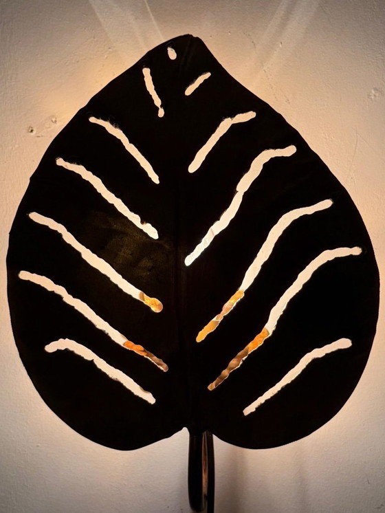 Image 1 of Lámpara de hoja/Monstera Lámpara de hoja al estilo de Maison Jansen, Francia, años 80