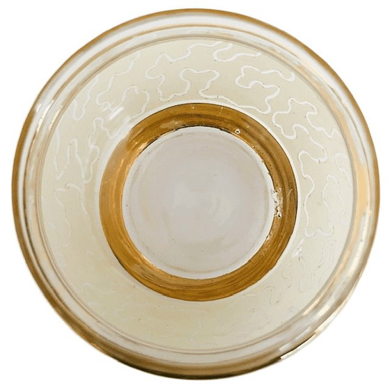 Image 1 of Scatola per gioielli Art Déco in vetro con motivo giallo oro 1950