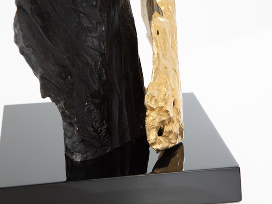 Image 1 of Philippe Cheverny paar grote tafellampen van hars en brons, jaren 70