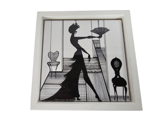 Ruben Toledo & Bardelli – „Isabel“ – Italien – Mailand – Fliese im Holzrahmen – 1990er