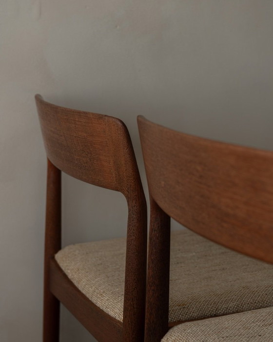 Image 1 of Vintage eetkamerstoelen van Johannes Nørgaard voor Nørgaard Møbelfabrik (set van 6) | Originele wollen bekleding | Jaren 60