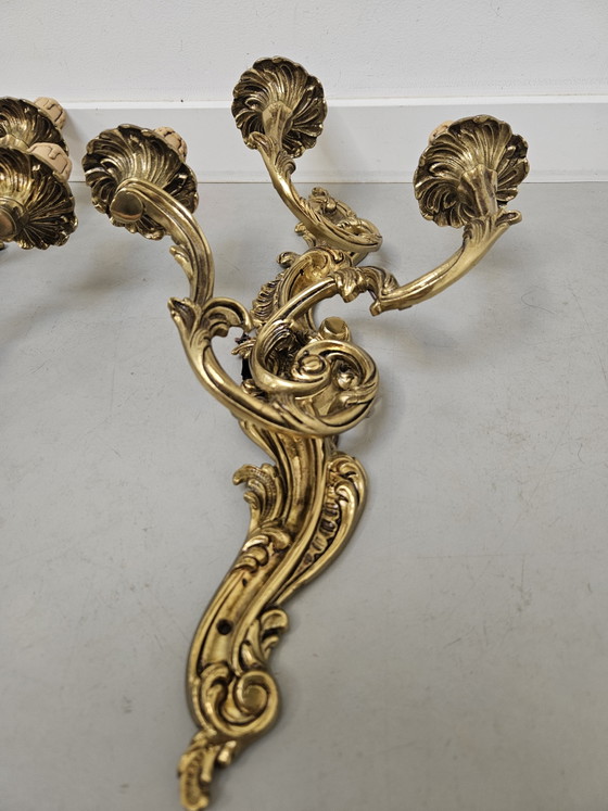Coppia di esclusive lampade da parete in bronzo in stile Luigi XV, a 3 luci – Applique, Bronze (photo 4 of 14)