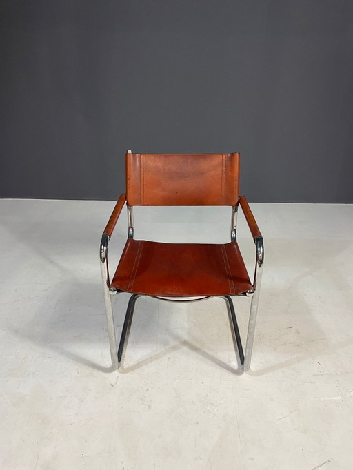 Vintage Chrome and Leather Chair, Marcel Breuer Style, 1970s