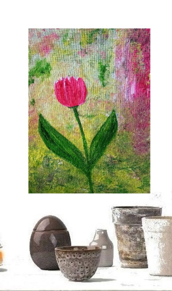 Image 1 of Gemälde rote Tulpe