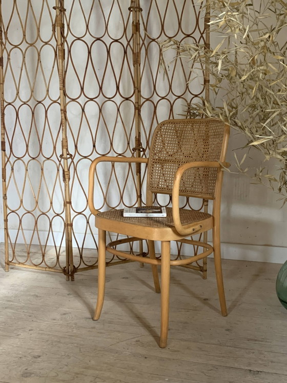 Vintage Hofmann rieten fauteuil – Thonet, Eetkamerstoelen, Wicker, Wood (photo 7 of 10)