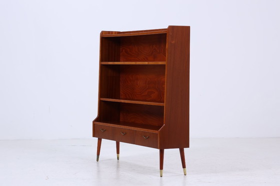 Image 1 of Scaffale vintage anni '60 | Mid Century piccola libreria a cassetti segretario retro in legno di stoccaggio #04-14