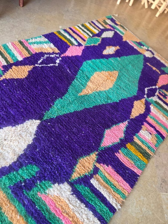 Image 1 of Alfombra Boujaad marroquí morada y verde 242 x 154 cm