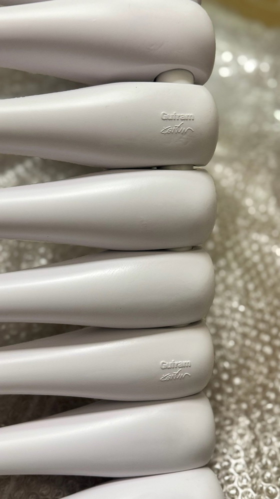 Complete set 4 Bounce Gufram White G15101 stoelen, Eetkamerstoelen, Kunststof, Wit (foto 6 van 15)