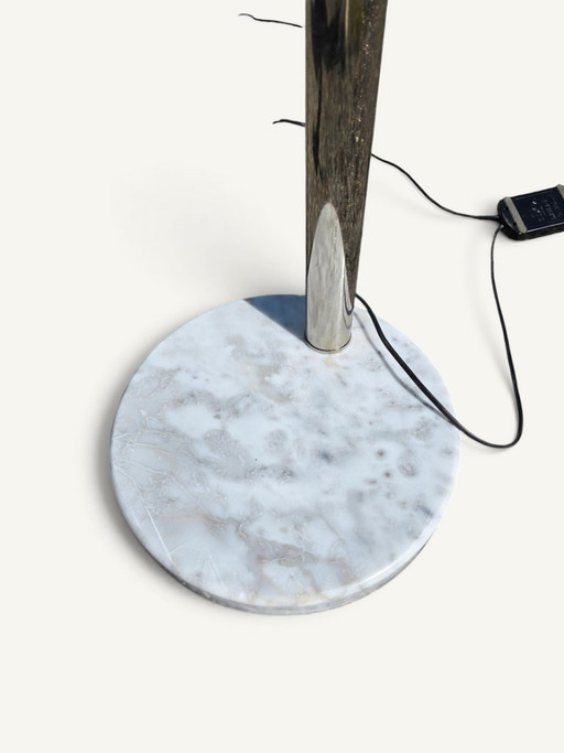 Lampadaire Vintage à Cinq Bras Chromés et Socle en Marbre – vloerlampen, Marble, Metal (photo 2 of 5)