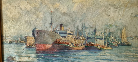 Image 1 of Dutch Harbor View, dipinto antico firmato