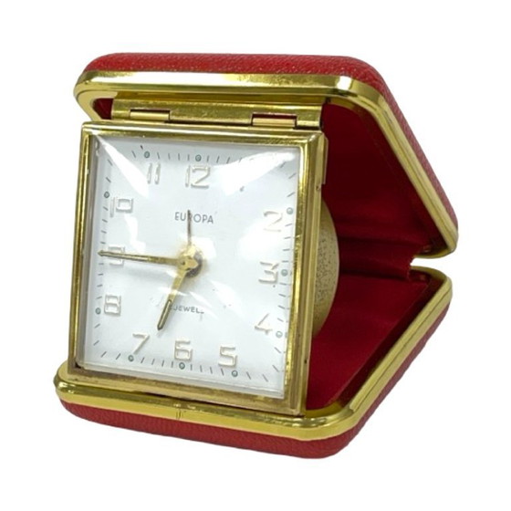 Image 1 of Sveglia da viaggio vintage EUROPA | anni '60/'70 | meccanica | 4 gioielli | design retrò