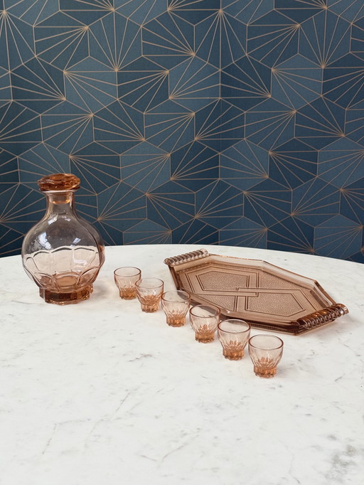 Französisches Likörset im Art-Deco-Stil, 1930er Jahre
