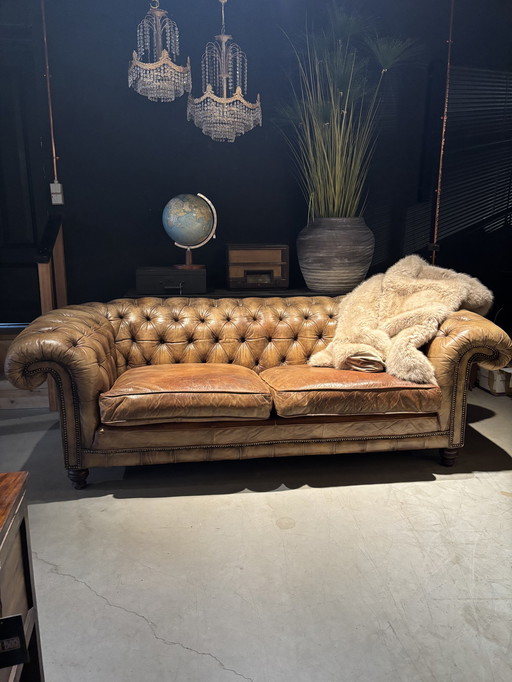 Antique Chesterfield Sofa cognac brown leather