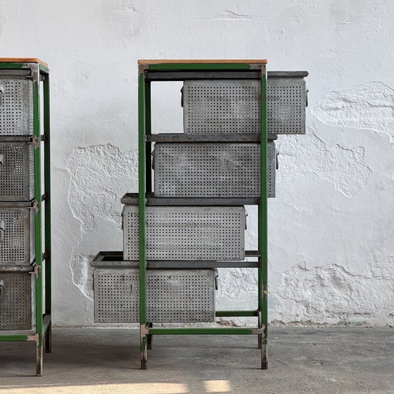 Image 1 of Industrial Steel & Perforated Metal Storage Cabinet / Shoe Rack