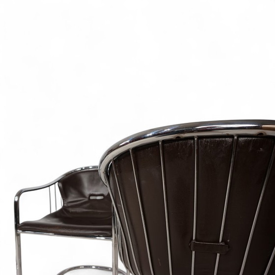 Image 1 of Set of 4 chrome dining chairs by Gastone Rinaldi for Thema, 1970