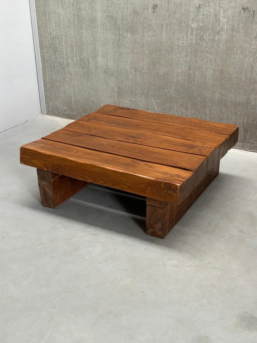 Brutalist Wabi Sabi Salontafel Massief Eiken